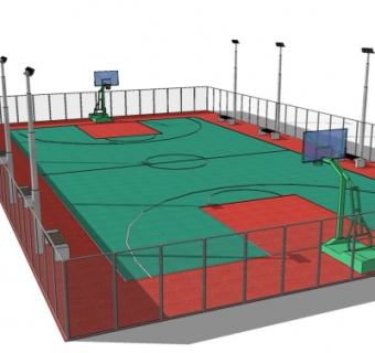 现代户外篮球场su模型