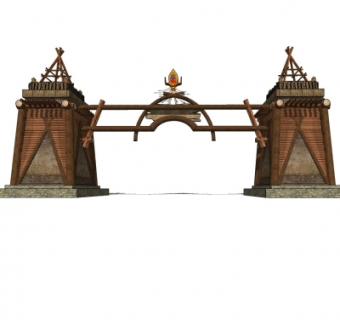 自然风景区大门入口免费su模型