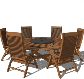 现代实木休闲桌椅su模型