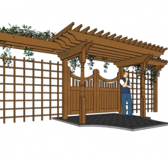 欧式网格花架门su模型