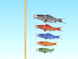 日式鲤鱼旗su模型