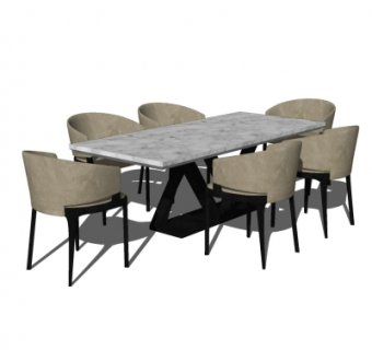 现代餐桌椅su模型