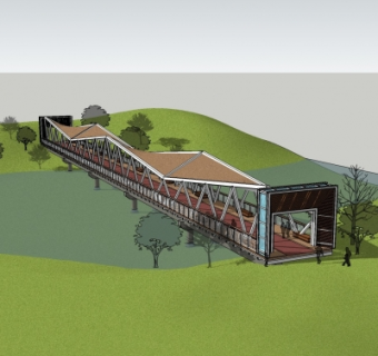 现代异形景观桥免费su模型