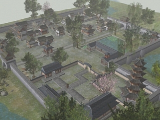 中式古代游戏城池设计su模型