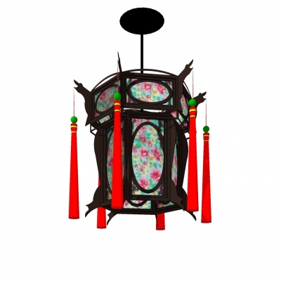 中式六方宫灯su模型