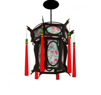 中式六方宫灯su模型