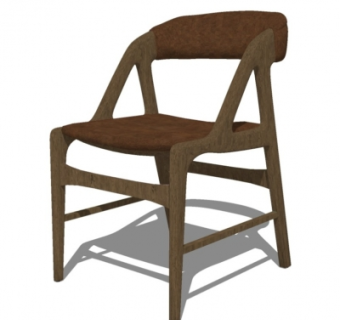 现代实木单椅su模型