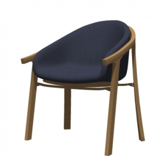 现代实木单椅su模型