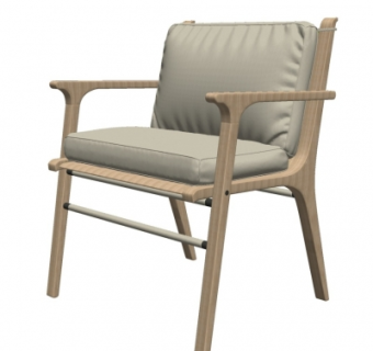 现代实木单椅su模型