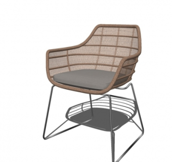 现代藤编单椅su模型