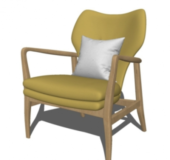 现代实木布艺休闲椅su模型