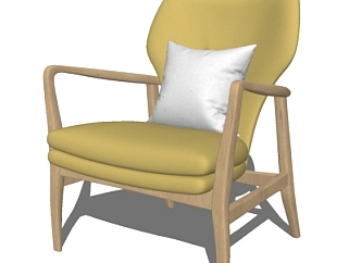 现代实木布艺休闲椅su模型