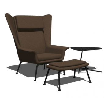 现代皮革休闲椅su模型