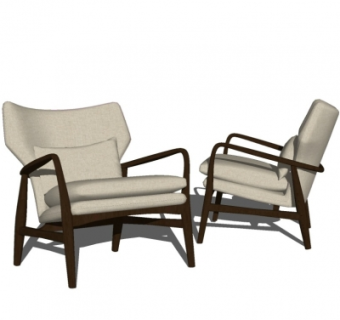 现代实木布艺休闲椅su模型