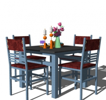 现代简约餐桌椅su模型