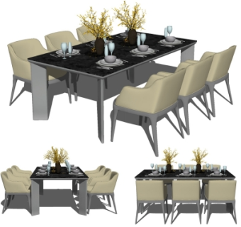 现代简约餐桌椅su模型