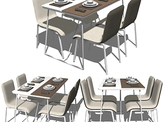 现代<em>简约餐桌</em>椅su模型