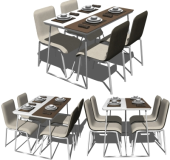 现代简约餐桌椅su模型