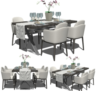 现代餐桌椅su模型