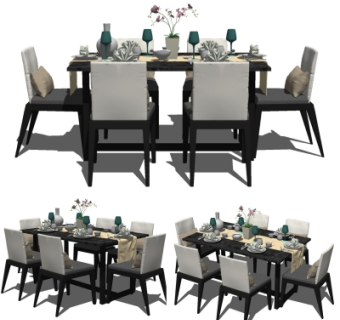 现代餐桌椅su模型