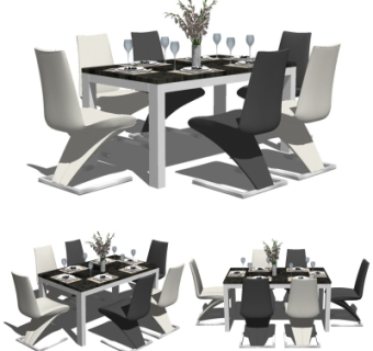 现代简约餐桌椅su模型