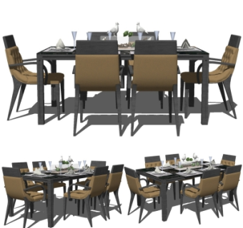 现代餐桌椅su模型