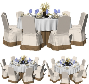 现代宴会餐桌椅su模型