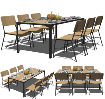 现代简约餐桌椅su模型