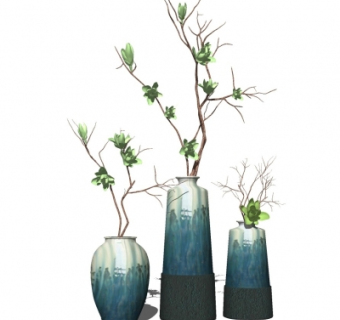 新中式花瓶干支su模型