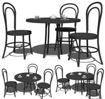 工业风金属休闲桌椅组合su模型