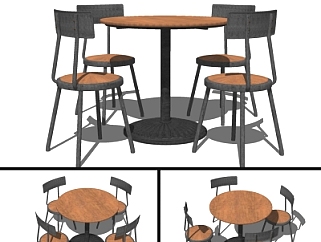 <em>工业</em>风餐桌椅su模型