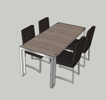 工业风餐桌椅su模型