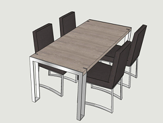 <em>工业风餐桌椅</em>su模型