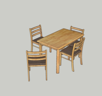 现代实木餐桌椅su模型