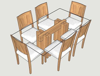 现代长形餐桌<em>椅</em>su模型