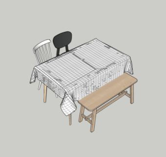 现代餐桌椅su模型