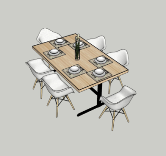 现代餐桌椅su模型