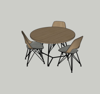 现代圆形餐桌椅su模型