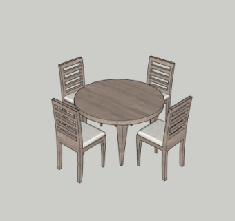 现代圆形餐桌椅su模型