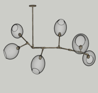 现代多头吊灯su模型