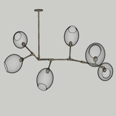 现代多头吊灯su模型