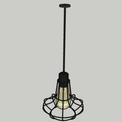 工业风铁艺吊灯su模型