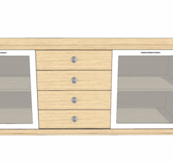 现代储物柜边柜su模型