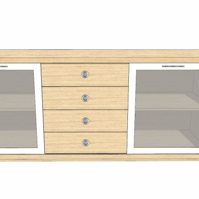 现代储物柜边柜su模型