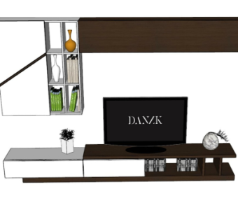 现代电视柜su模型