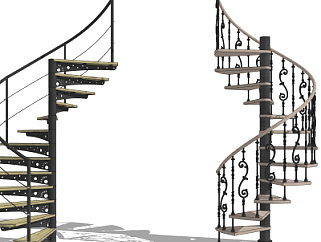 欧式螺旋楼梯su模型