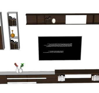 现代电视柜su模型