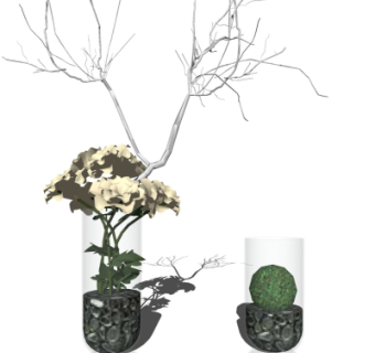 现代花瓶插花su模型