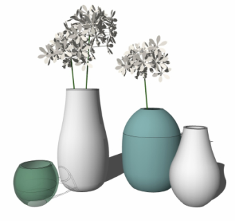 现代花瓶插花su模型