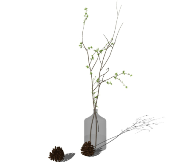 现代花瓶插花su模型